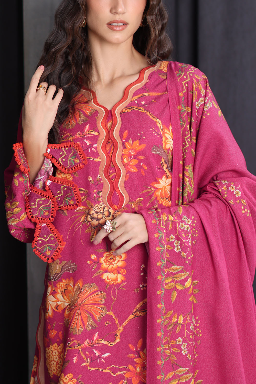 3 Piece Printed Karandi Suit with Printed Karandi Dupatta