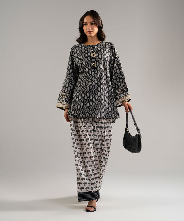 2 Piece - Printed Dobby Suit
