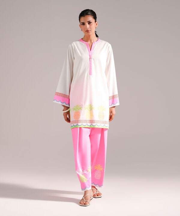 2 Piece - Printed Dobby Suit