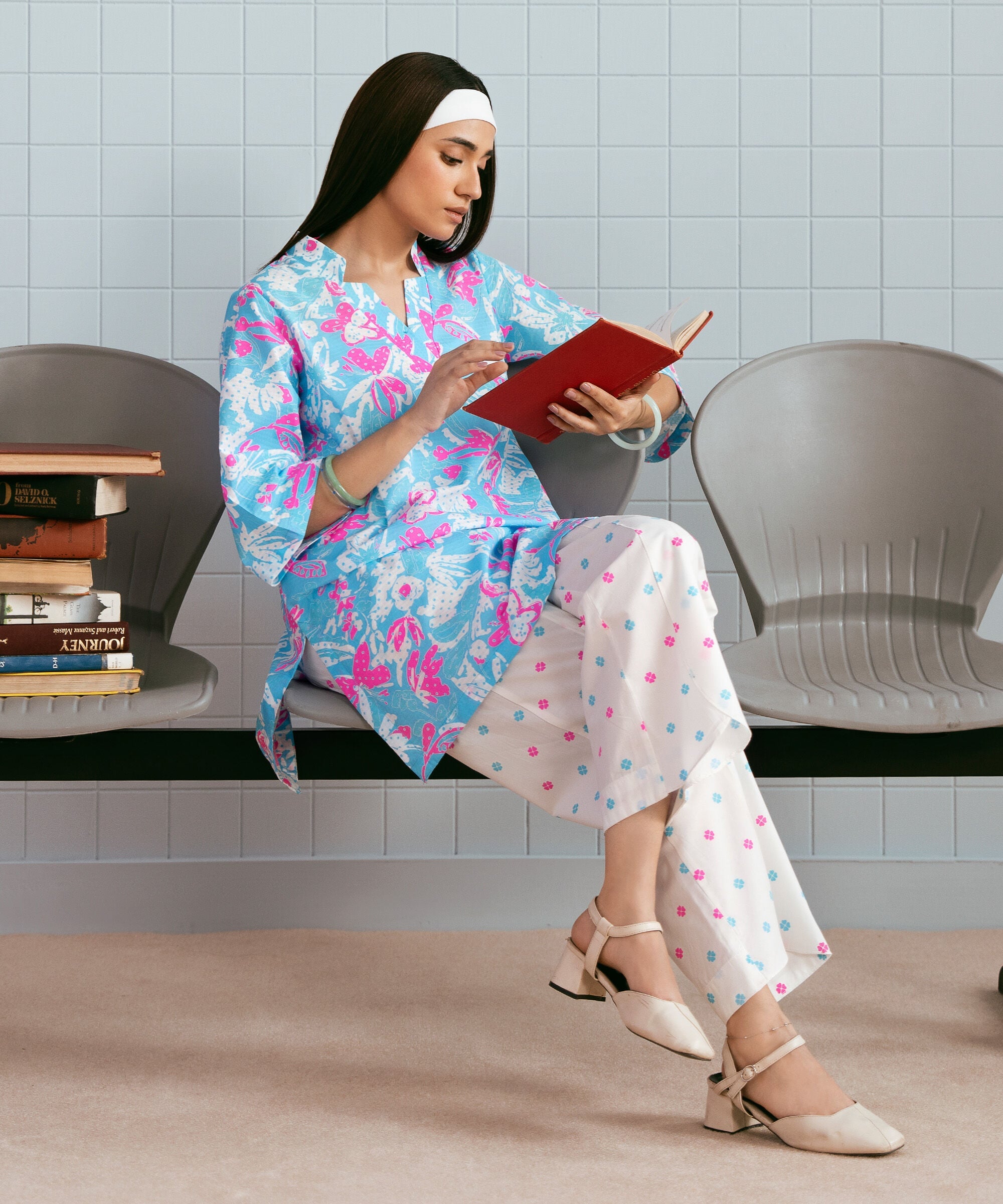2 Piece - Printed Dobby Suit