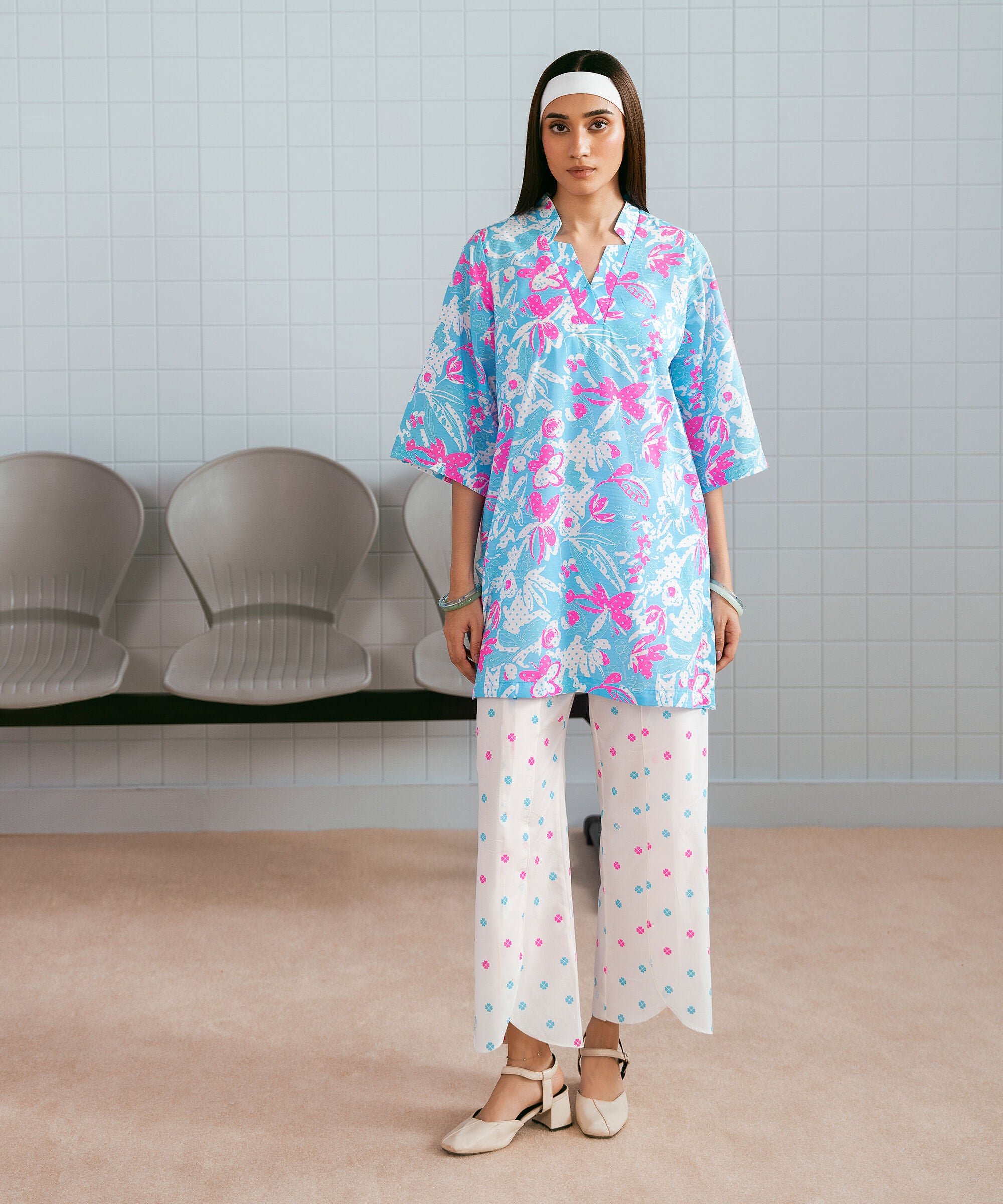 2 Piece - Printed Dobby Suit