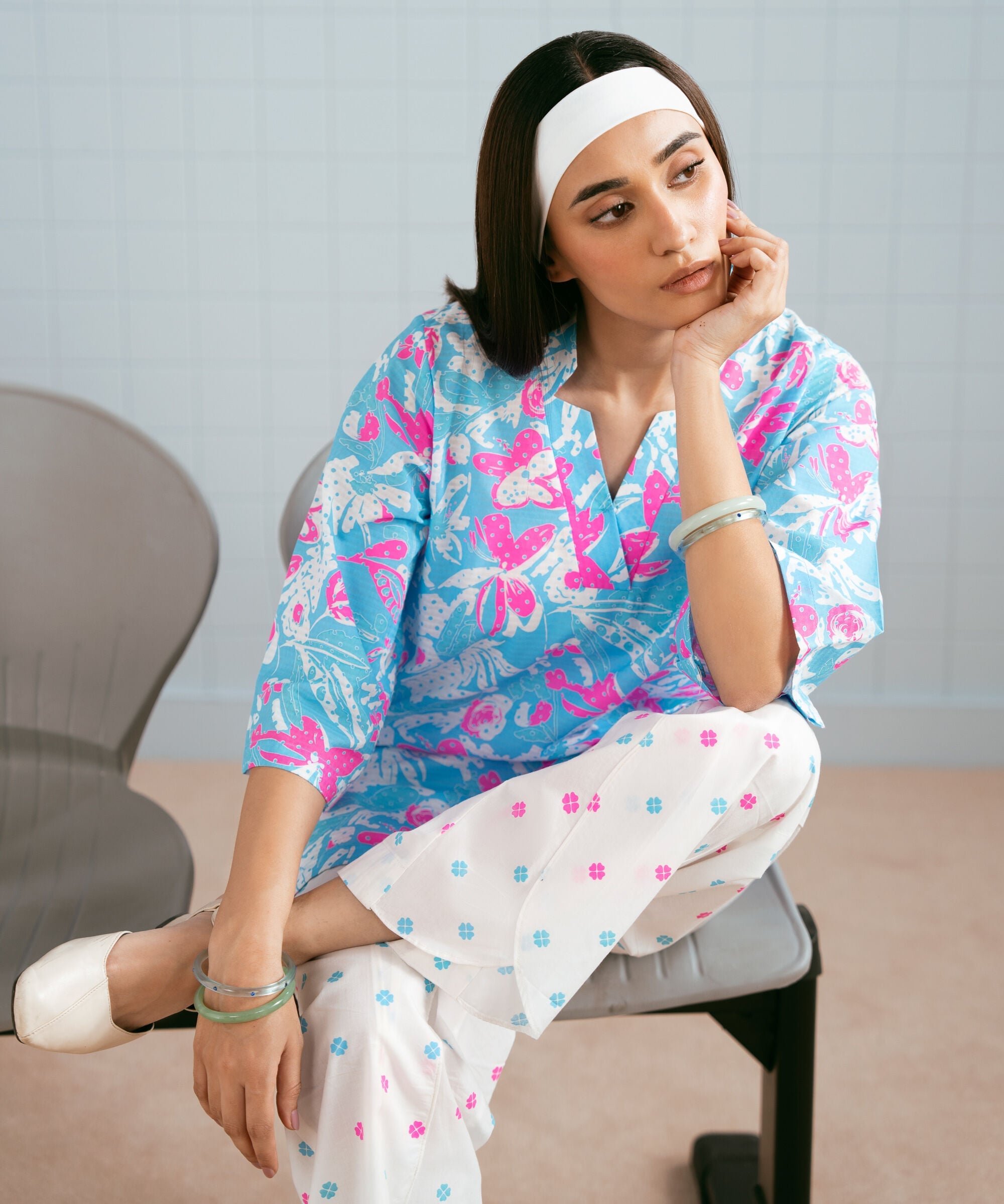 2 Piece - Printed Dobby Suit