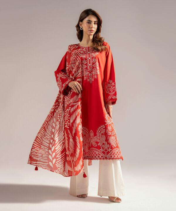 2 Piece - Embroidered Cambric Suit