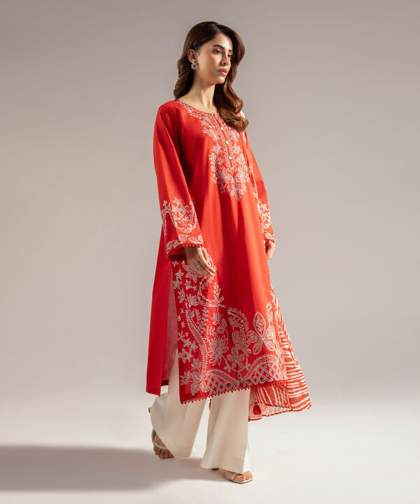 2 Piece - Embroidered Cambric Suit