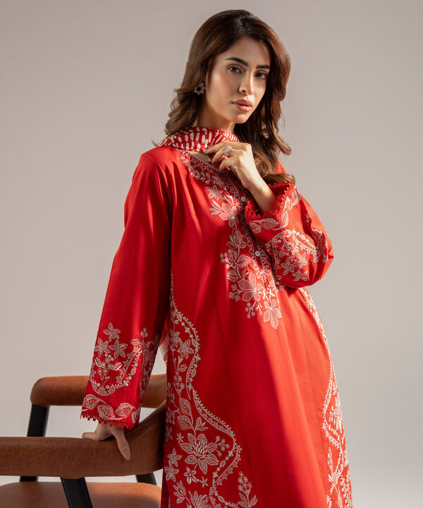 2 Piece - Embroidered Cambric Suit