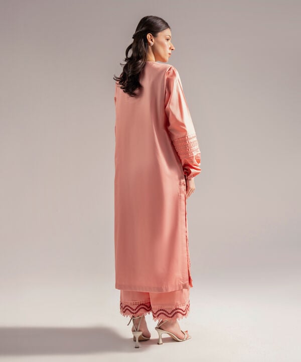 2 Piece - Embroidered Cotton Satin Suit