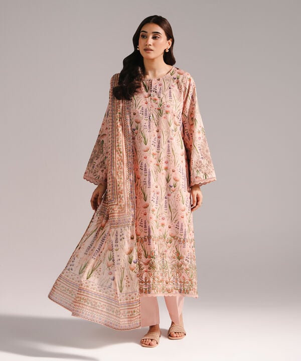 3 Piece - Embroidered Zari Lawn Suit