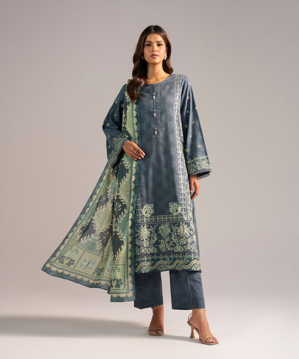 3 Piece - Embroidered Jacquard Suit