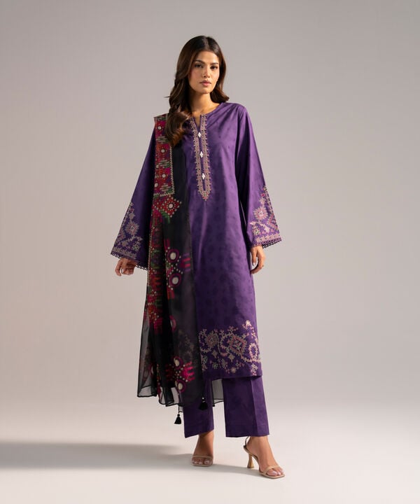 3 Piece - Embroidered Jacquard Suit