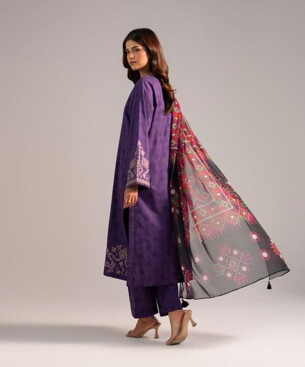 3 Piece - Embroidered Jacquard Suit