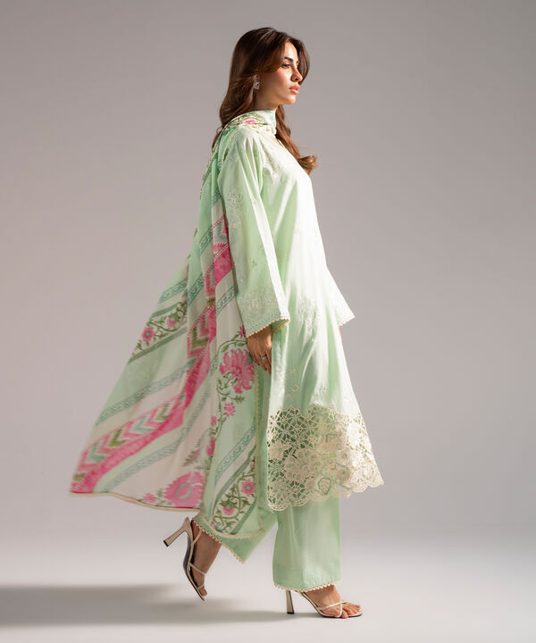 3 Piece - Embroidered Cotton Suit