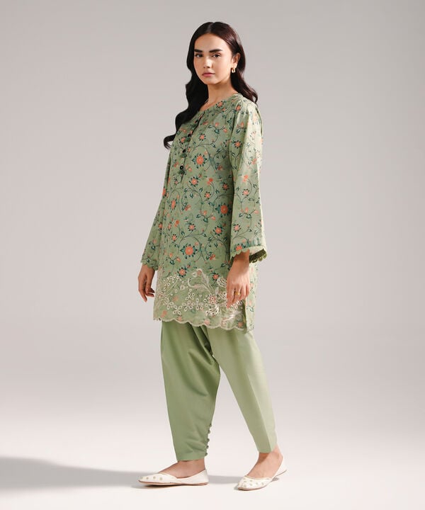2 Piece - Embroidered Dobby Suit