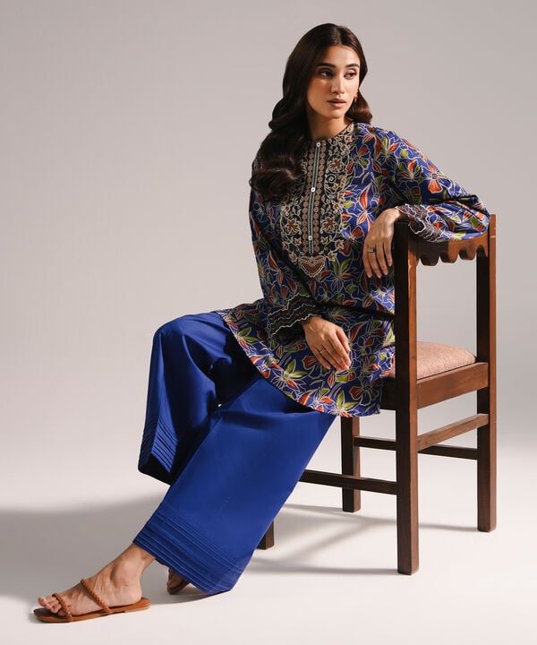 2 Piece - Embroidered Cotton Suit
