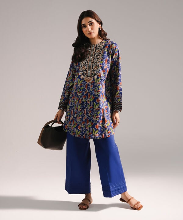 2 Piece - Embroidered Cotton Suit
