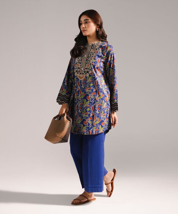 2 Piece - Embroidered Cotton Suit