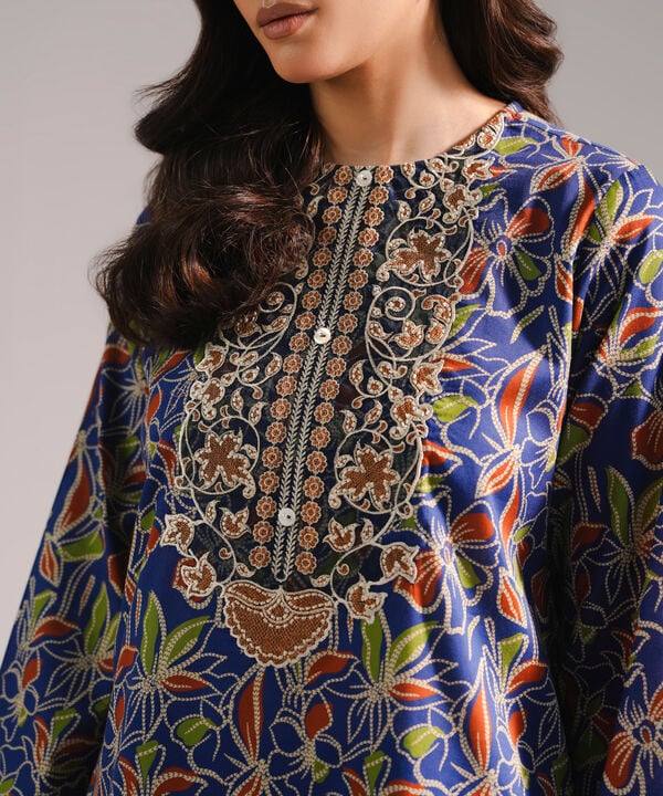 2 Piece - Embroidered Cotton Suit