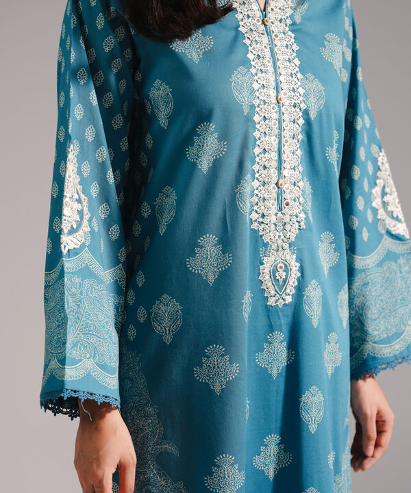 2 Piece - Embroidered Cotton Suit
