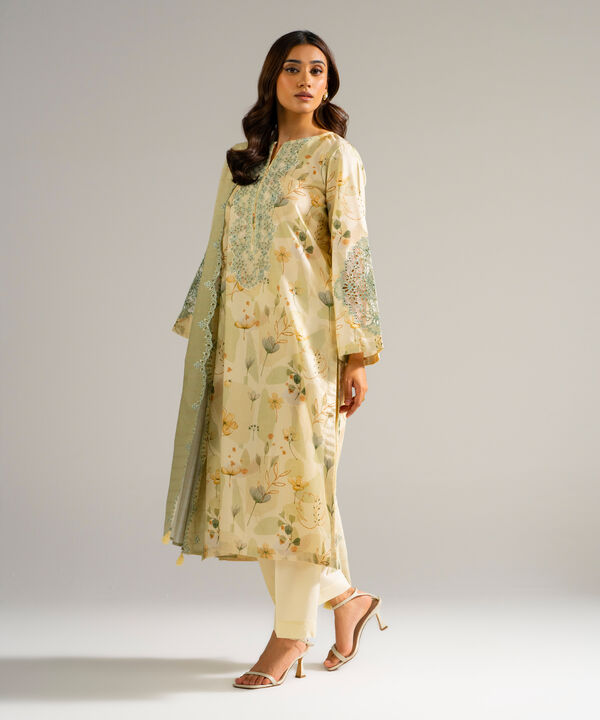 3 Piece - Embroidered Zari Lawn Suit