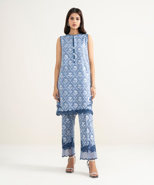 2 Piece - Embroidered Jacquard Suit