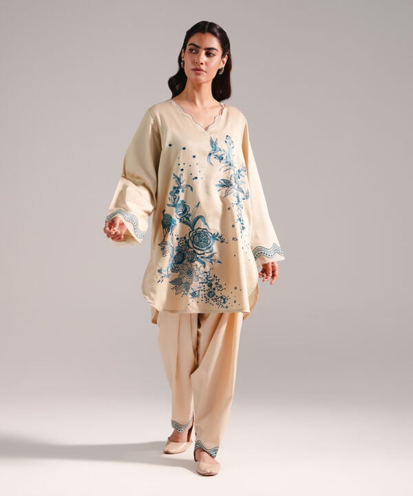 Embroidered Cotton Satin Shirt