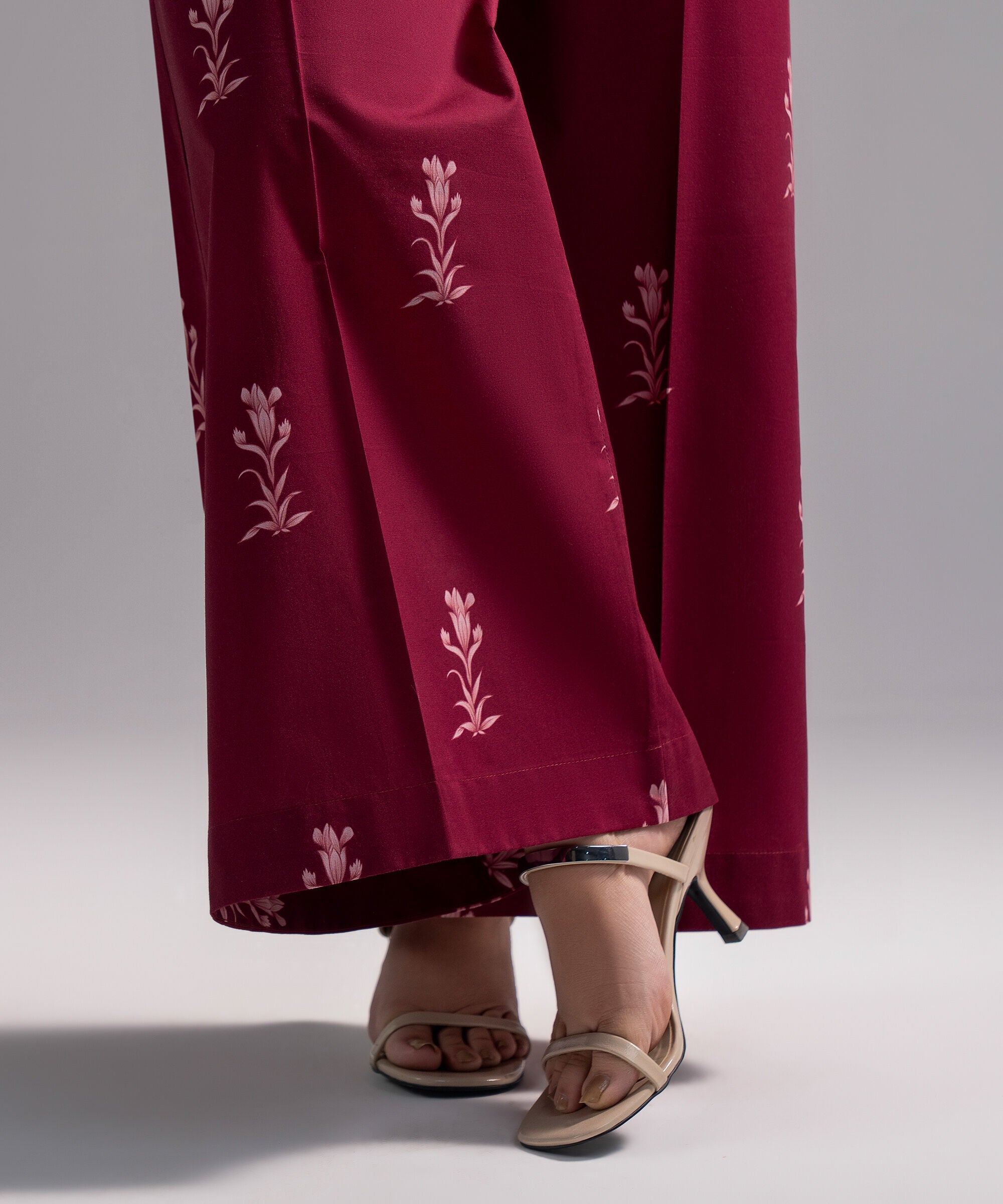 Women's RTW Cambric Printed Plum Flared Pants