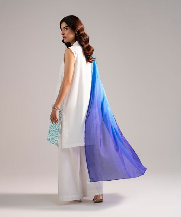 2 Piece - Embroidered Cotton Satin Suit