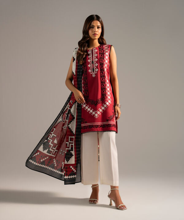 Printed Zari Lawn Dupatta