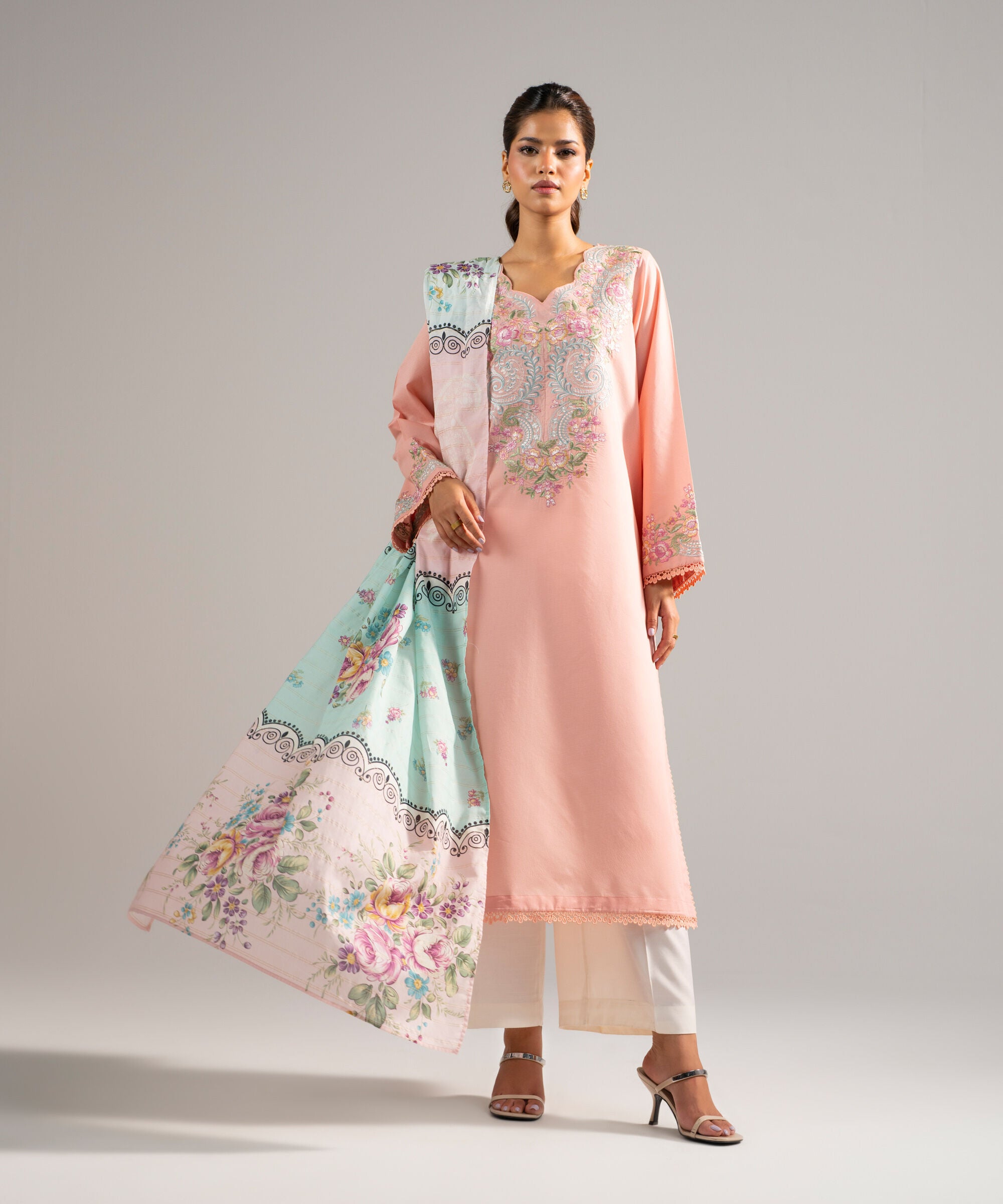 Printed Zari Lawn Dupatta