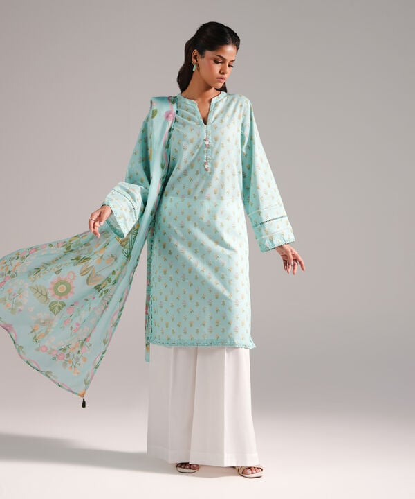 2 Piece - Printed Dobby Suit