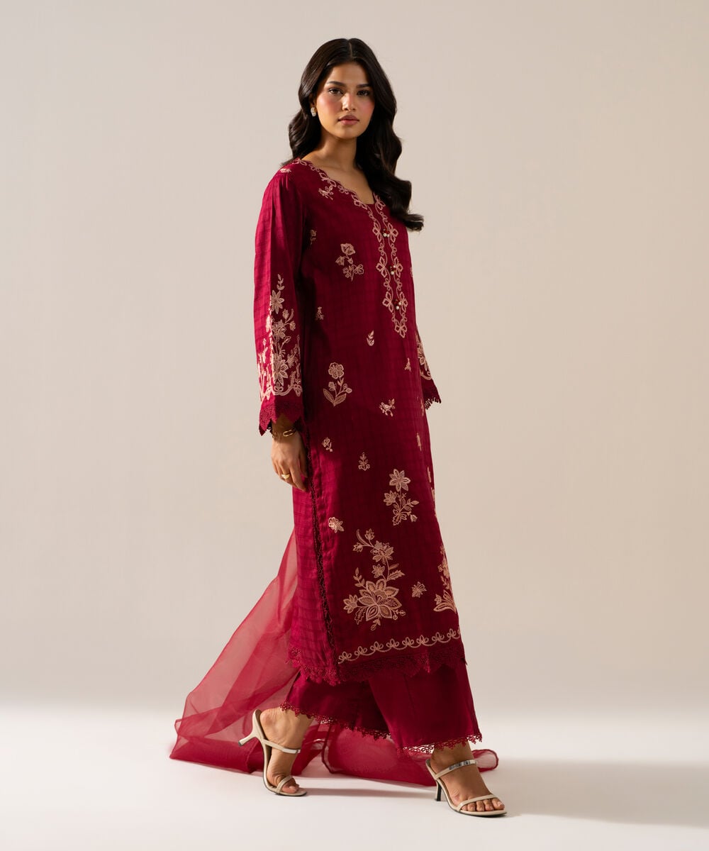3 Piece - Embroidered Dobby Suit PRS2SCHMV619