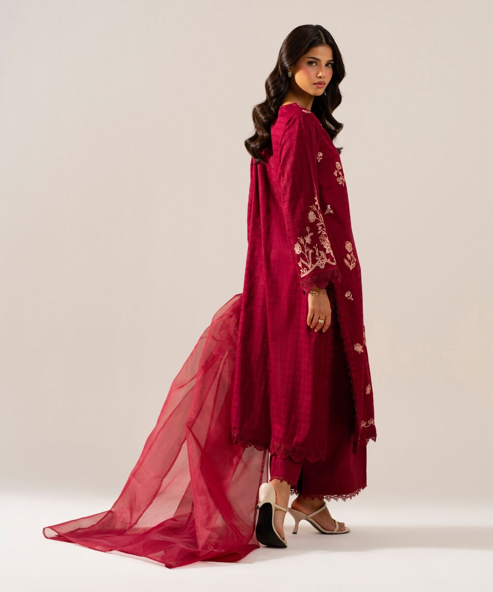 3 Piece - Embroidered Dobby Suit PRS2SCHMV619