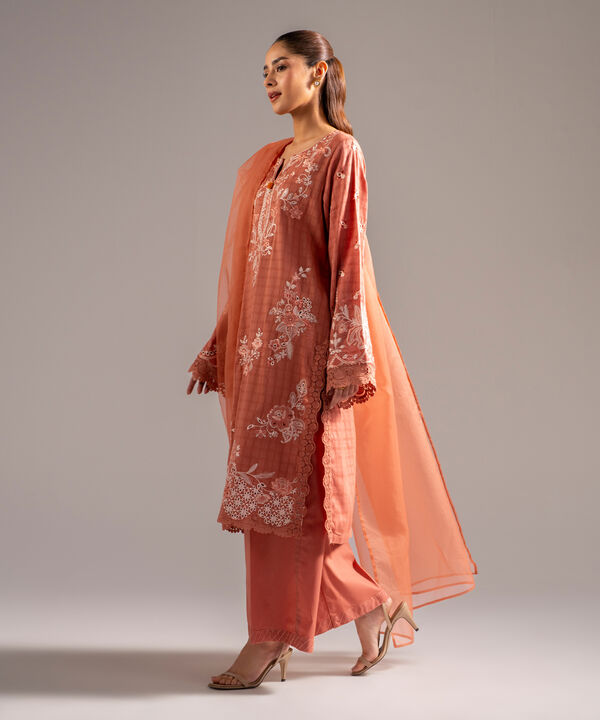 3 Piece - Embroidered Dobby Suit