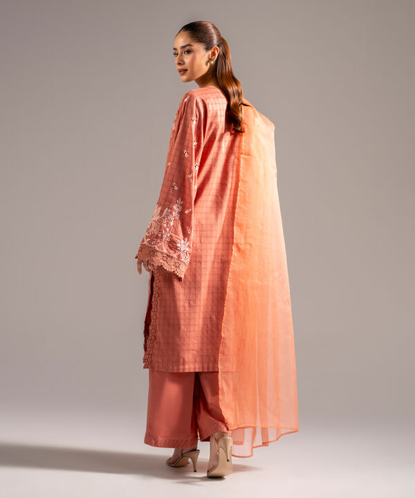 3 Piece - Embroidered Dobby Suit