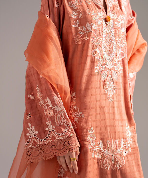 3 Piece - Embroidered Dobby Suit