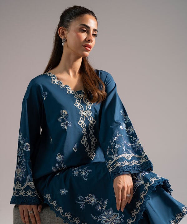 2 Piece - Embroidered Cambric Suit