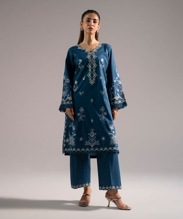 2 Piece - Embroidered Cambric Suit