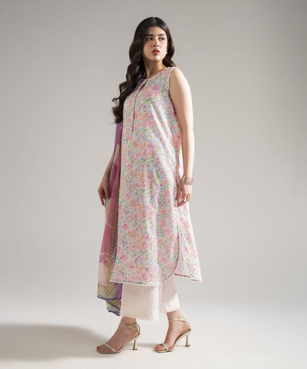 3 Piece - Embroidered Dobby Suit