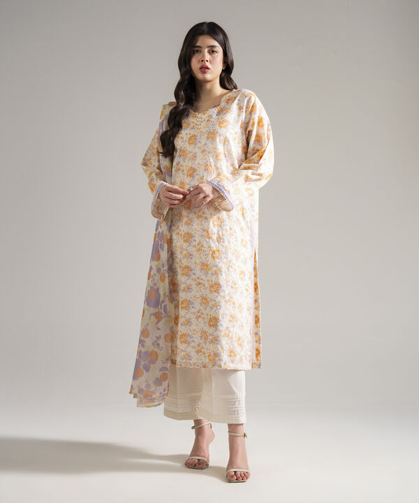 3 Piece - Embroidered Dobby Suit