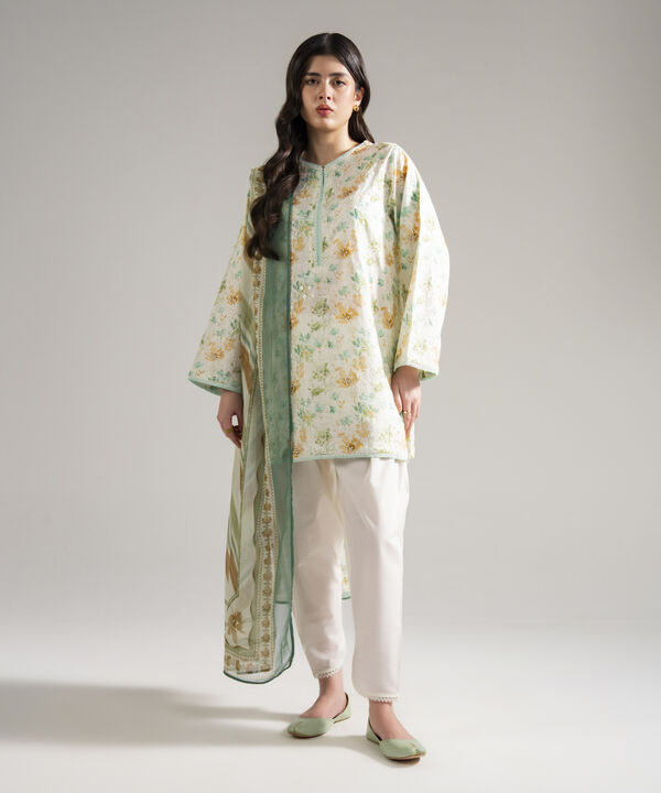 3 Piece - Embroidered Dobby Suit