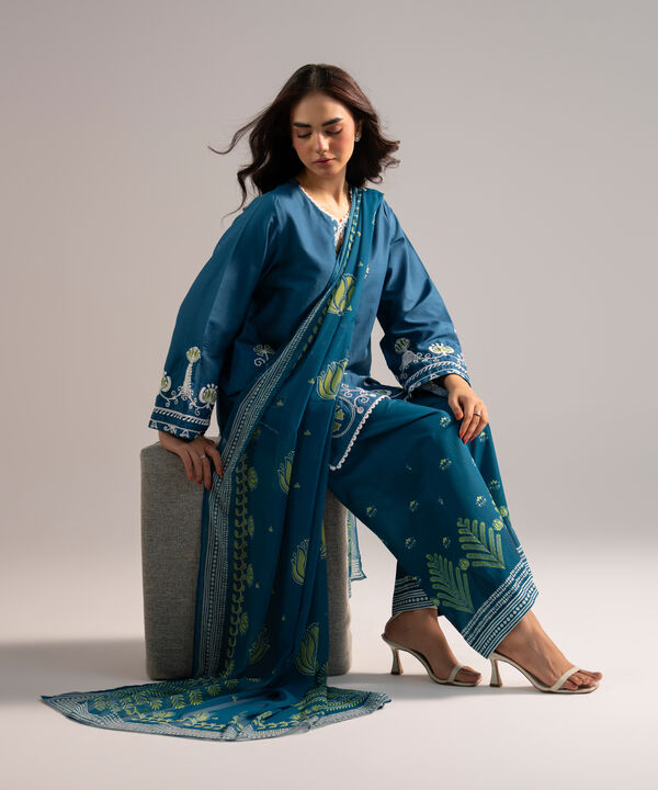 3 Piece - Embroidered Dobby Suit