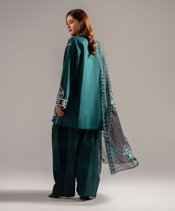 3 Piece - Embroidered Dobby Suit