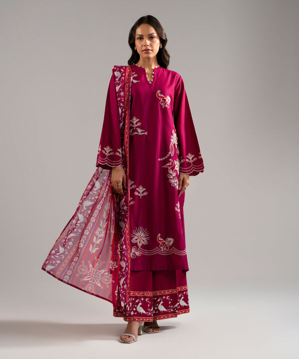 3 Piece - Embroidered Dobby Suit