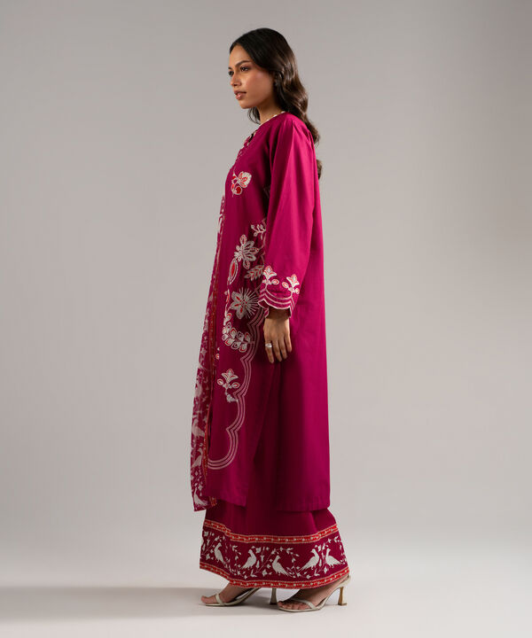 3 Piece - Embroidered Dobby Suit