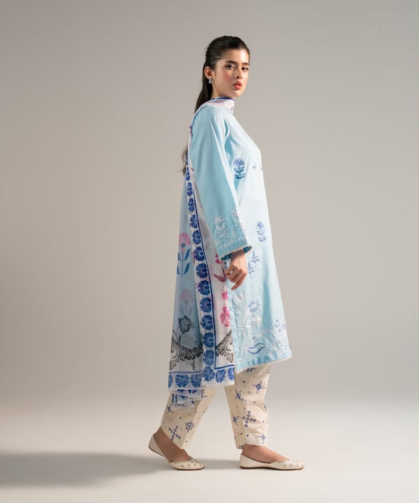 3 Piece - Embroidered Dobby Suit