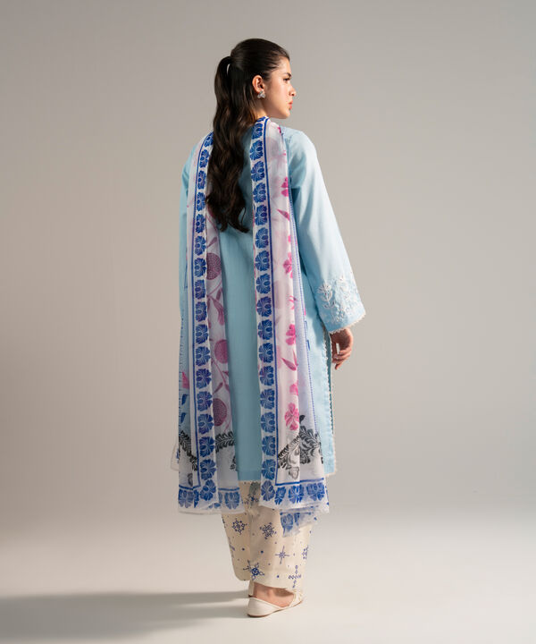 3 Piece - Embroidered Dobby Suit