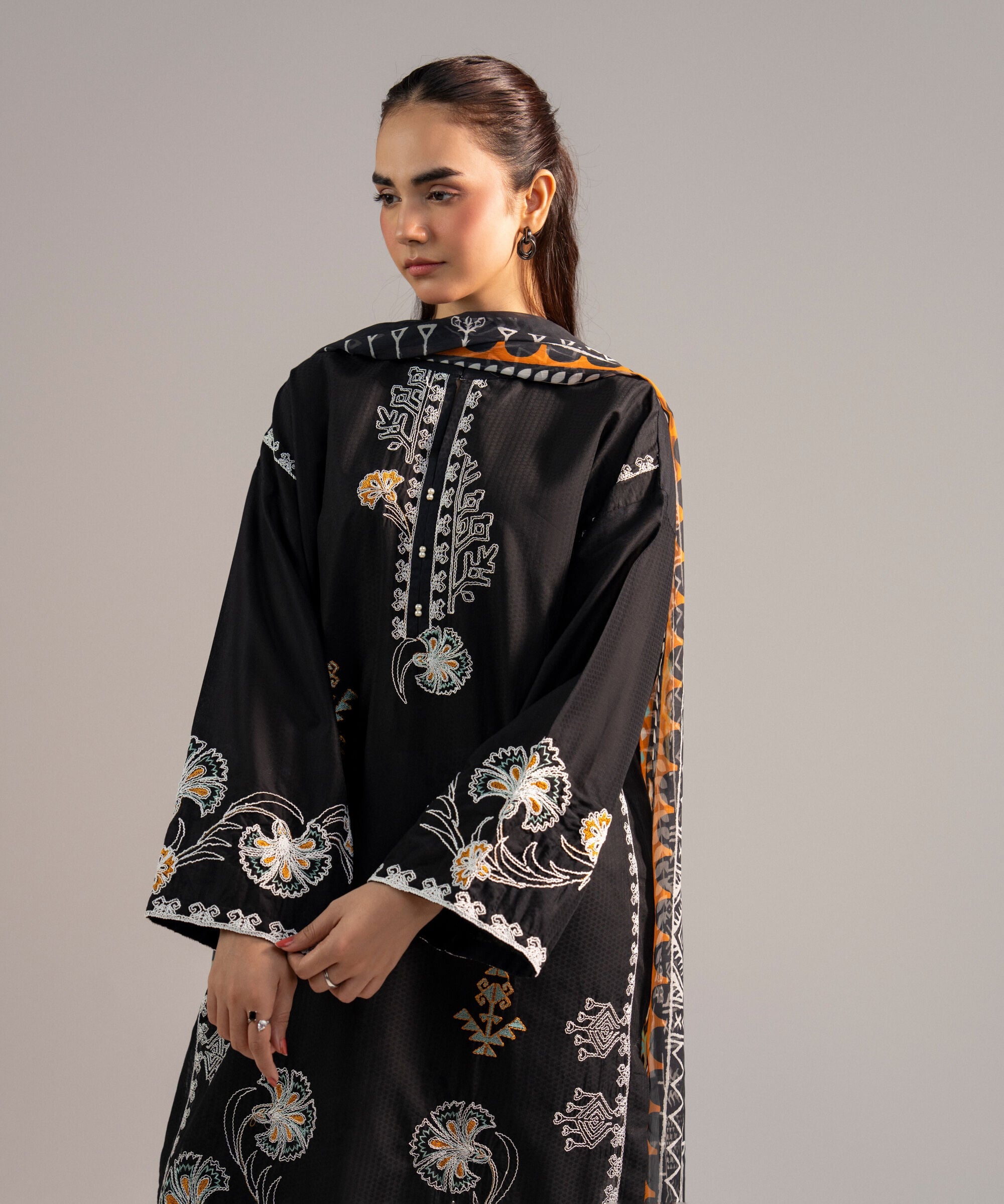 3 Piece - Embroidered Dobby Suit