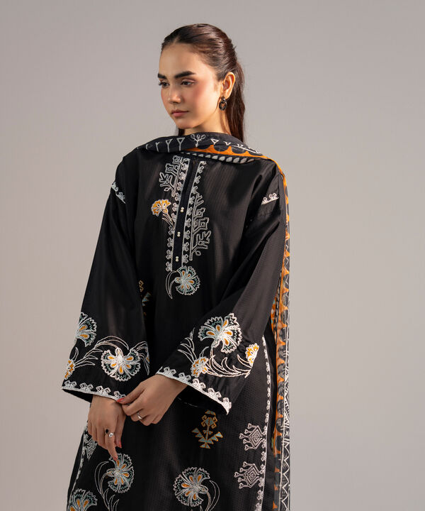 3 Piece - Embroidered Dobby Suit