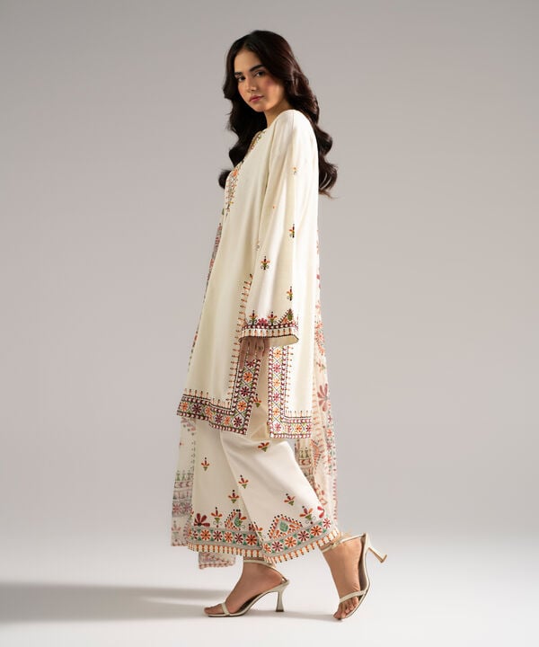 3 Piece - Embroidered Dobby Suit