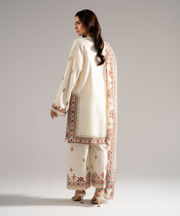 3 Piece - Embroidered Dobby Suit