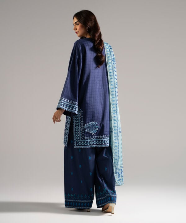 3 Piece - Embroidered Dobby Suit
